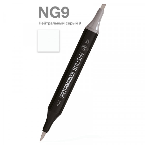 Маркер перм., худ. Sketchmarker Brush двусторонний, NG9, нейтральный серый 9 Маркер перм., худ. Sketchmarker Brush двусторонний, NG9, нейтральный серый 9