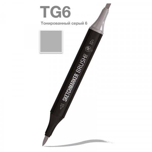 Маркер перм., худ. Sketchmarker Brush двусторонний, TG6, тонированный серый 6