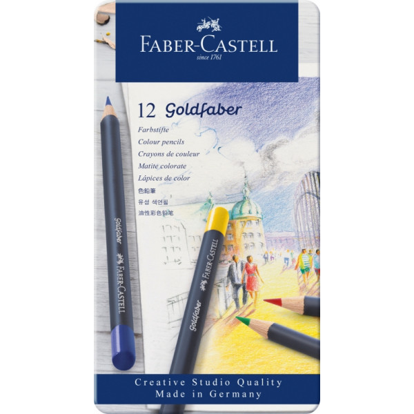 Карандаши цветные Goldfaber 12 шт, в металлической упаковке